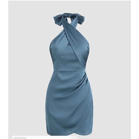 Cider Dresses & Skirts - Cider Mini Satin Dress Front Tie Women Large